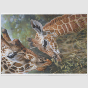 Giraffe Mother Baby Close Up Decoupage Tissue Paper