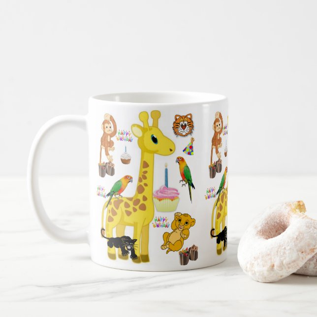 Giraffe Mug Happy Birthday Mug (With Donut)