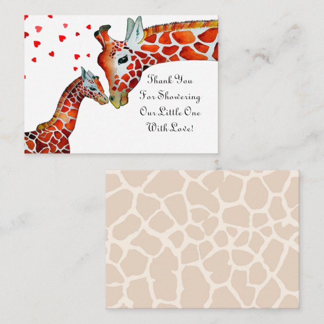 Giraffe Mum And Her Son Thank You Card (Front/Back)