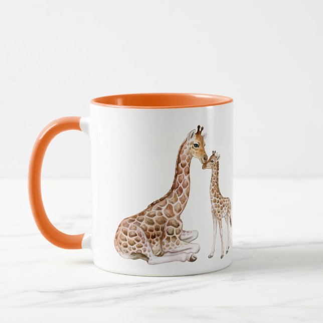 Giraffe Mum Baby Watercolor Mug (Left)