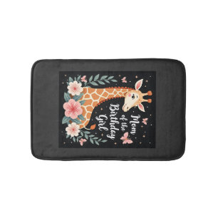 Giraffe Mum of the Birthday Girl Matching Family L Bath Mat