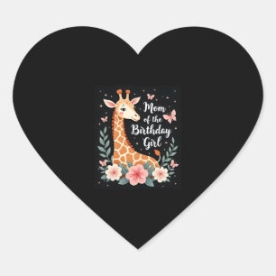 Giraffe Mum of the Birthday Girl Matching Family L Heart Sticker