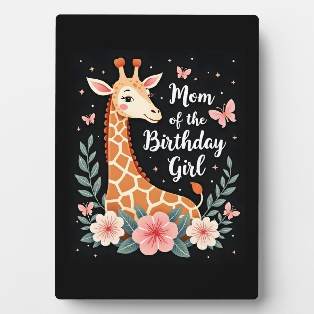 Giraffe Mum of the Birthday Girl Matching Family L Plaque (Front)