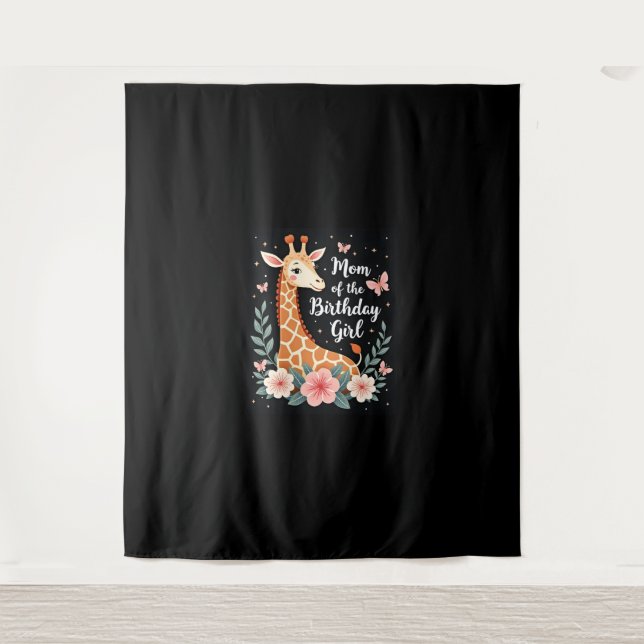 Giraffe Mum of the Birthday Girl Matching Family L Tapestry (Front)