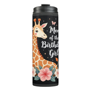 Giraffe Mum of the Birthday Girl Matching Family L Thermal Tumbler