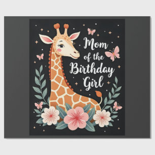 Giraffe Mum of the Birthday Girl Matching Family L Wrapping Paper