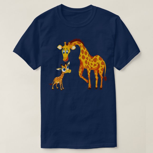 Giraffe Mum With Baby Giraffe Zoo Animal Wildlife  T-Shirt (Design Front)