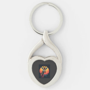 Giraffe Neck Like a Rollercoaster Run Funny Retro  Key Ring