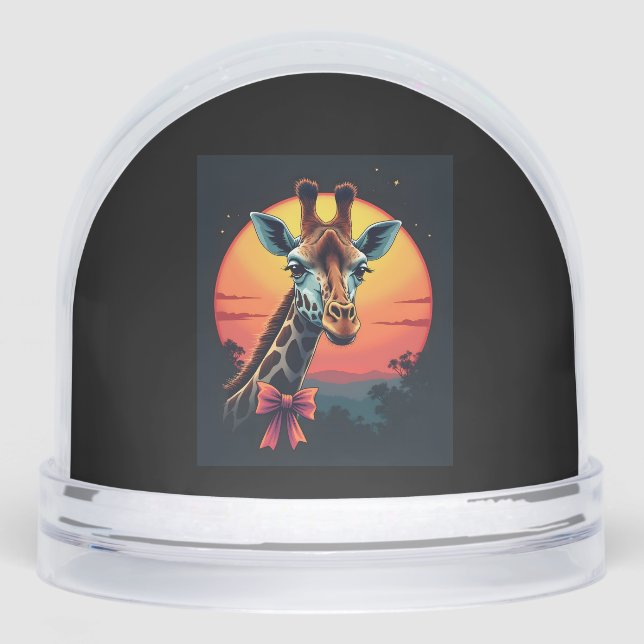 Giraffe Neck Like a Rollercoaster Run Funny Retro  Snowglobe (Front)