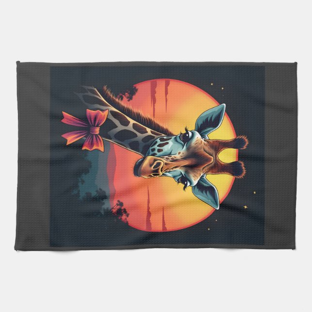 Giraffe Neck Like a Rollercoaster Run Funny Retro  Tea Towel (Horizontal)