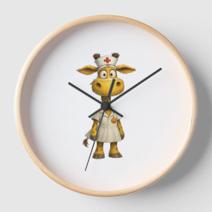 Giraffe Nurse Cartoon – Whimsical Healthcare Hero Clock