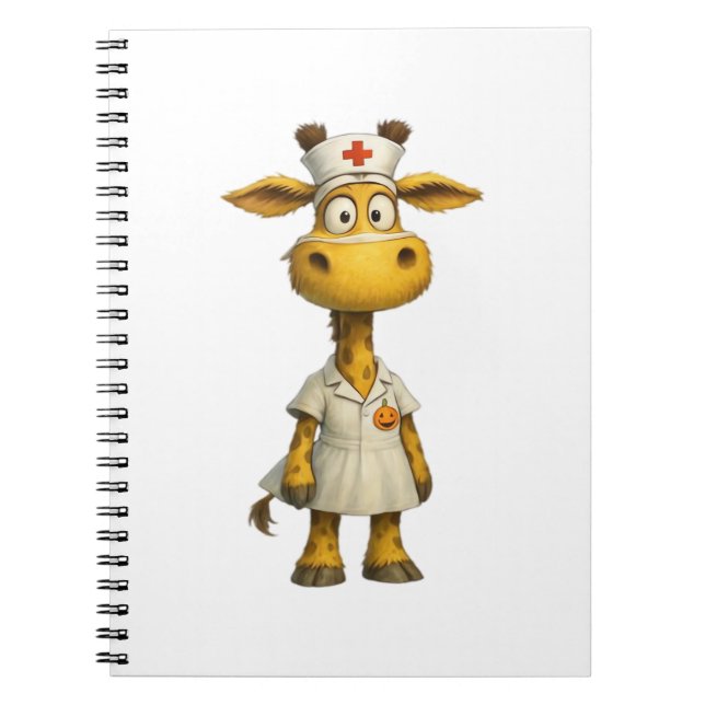 Giraffe Nurse Cartoon – Whimsical Healthcare Hero  Notebook (Front)