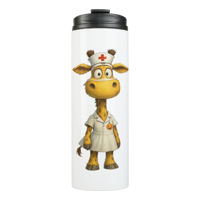 Giraffe Nurse Cartoon – Whimsical Healthcare Hero  Thermal Tumbler (Front)