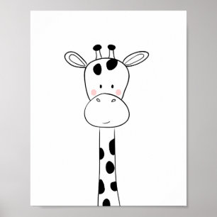 Giraffe Nursery Print Black and white modern zoo