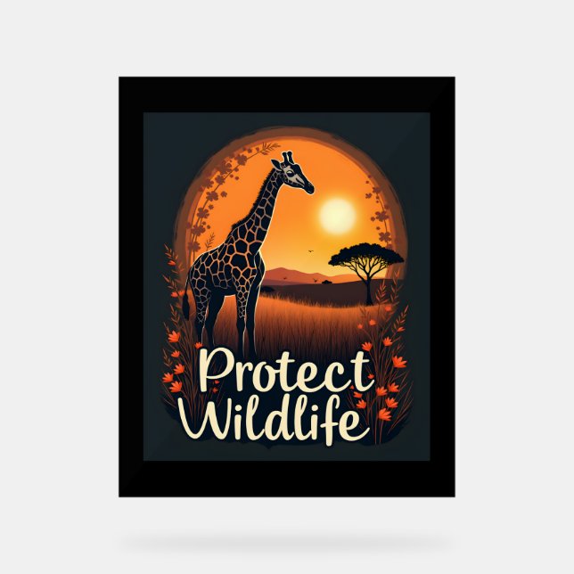 Giraffe of the Savanna Tank Top Acrylic Sign (Front)