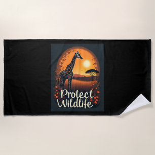 Giraffe of the Savanna Tank Top Beach Towel