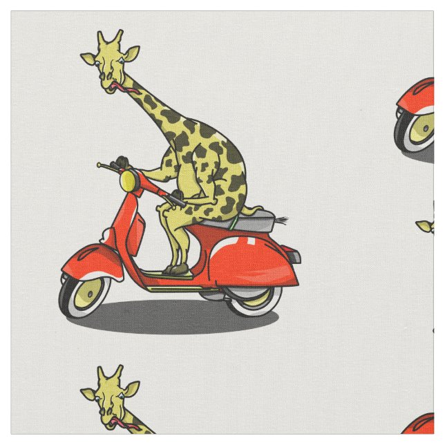 Giraffe on a retro moped fabric (Close Up)