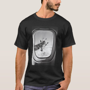 Giraffe on an Aeroplane design fun sky travel summ T-Shirt
