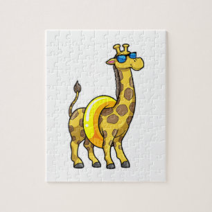 Giraffe on Beach with Swim ring & Sunglasses Jigsaw Puzzle