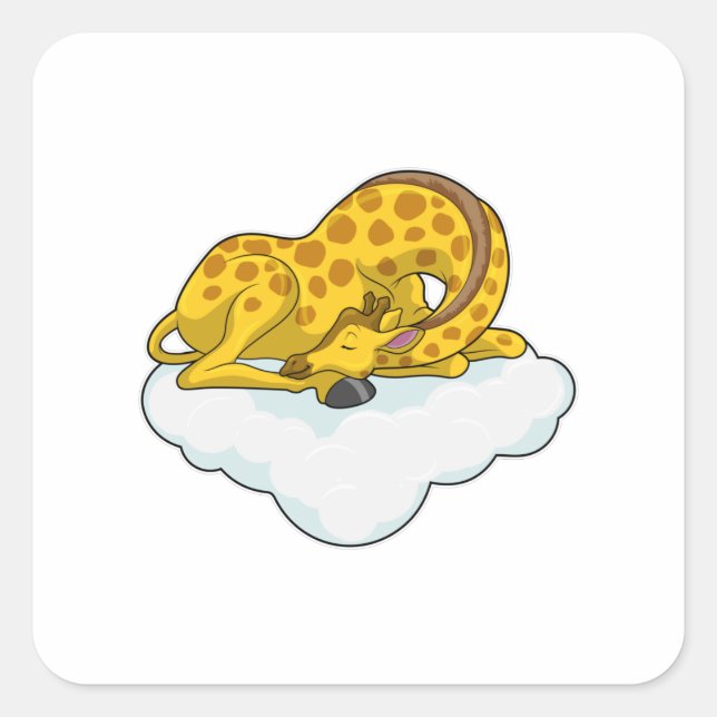 Giraffe on Clouds Square Sticker (Front)