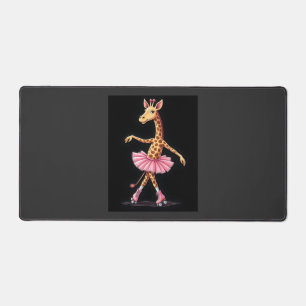 Giraffe On Roller Skates In Pink Tutu Tank Top Desk Mat