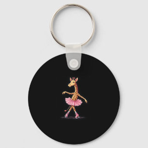 Giraffe On Roller Skates In Pink Tutu Tank Top Key Ring