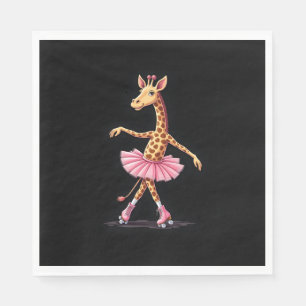 Giraffe On Roller Skates In Pink Tutu Tank Top Napkin