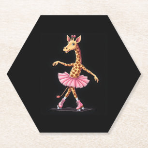 Giraffe On Roller Skates In Pink Tutu Tank Top Paper Coaster
