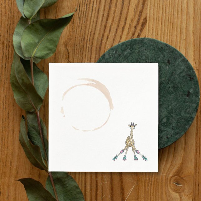 Giraffe on skates for baby shower  napkin (Creator Uploaded)