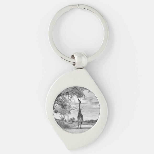 Giraffe on the road key ring (Front)