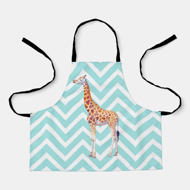 Giraffe on zigzag chevron. apron (Front)