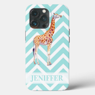 Giraffe on zigzag chevron.                         iPhone 13 pro case