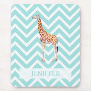 Giraffe on zigzag chevron. mouse pad