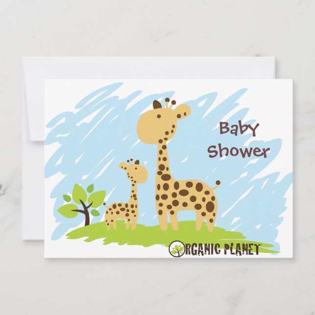Giraffe Organic Planet Baby Shower Invitaitions Invitation (Front)