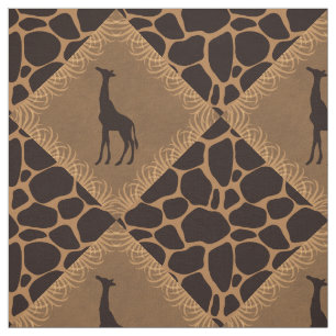 Giraffe Over Animal Print Fabric