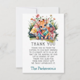 Giraffe Pacifier Girl Boy Baby Shower Thank You Card