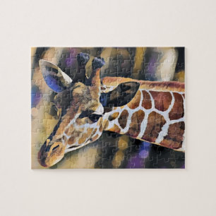 Giraffe Painting art Vintage Jigsaw Puzzle