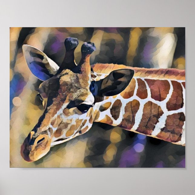 Giraffe Painting art Vintage Poster (Front)