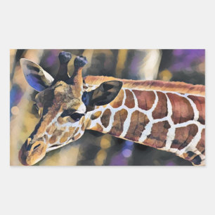 Giraffe Painting art Vintage Rectangular Sticker