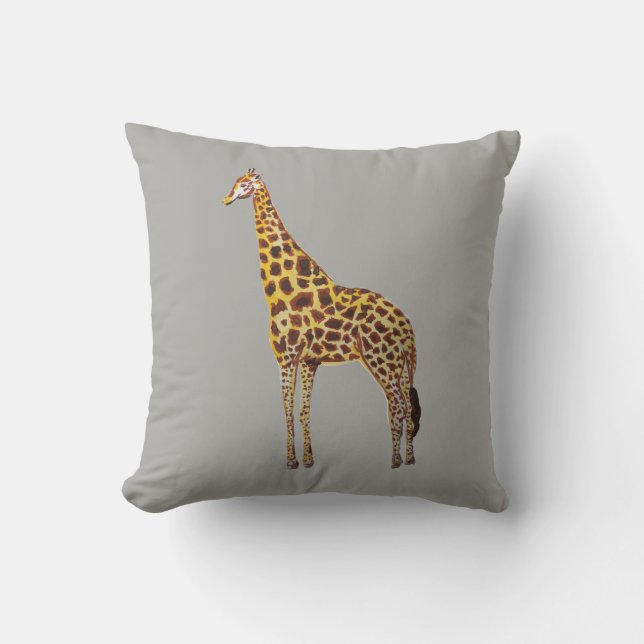 Giraffe Painting Throw Pillow (Front)