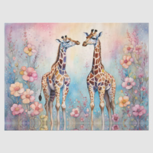 Giraffe Pair Love Garden Pastel Tissue Paper