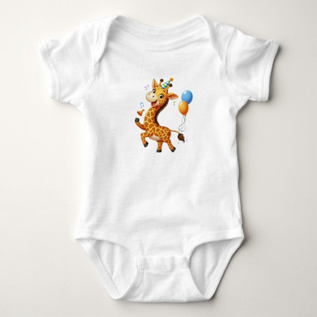Giraffe party baby bodysuit (Front)