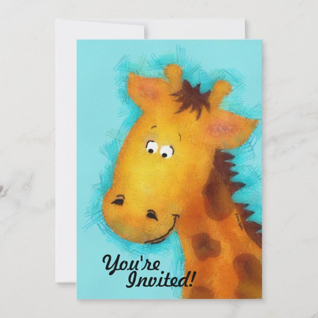 Giraffe Party Personalised Invitations (Front)