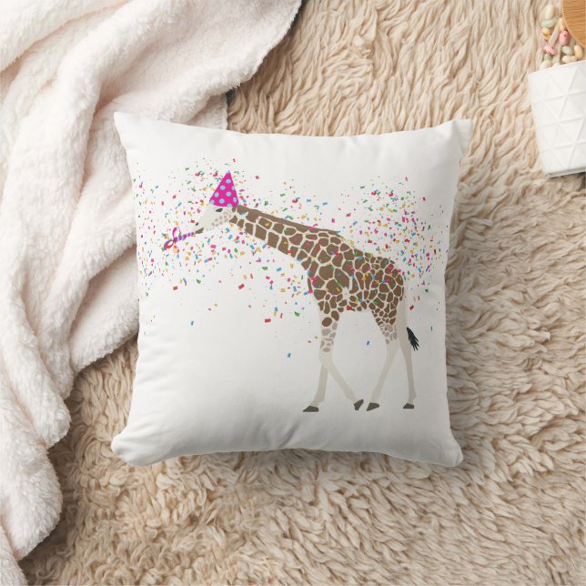 Giraffe Partying Safari Animals Having a Party  Cushion (Blanket)