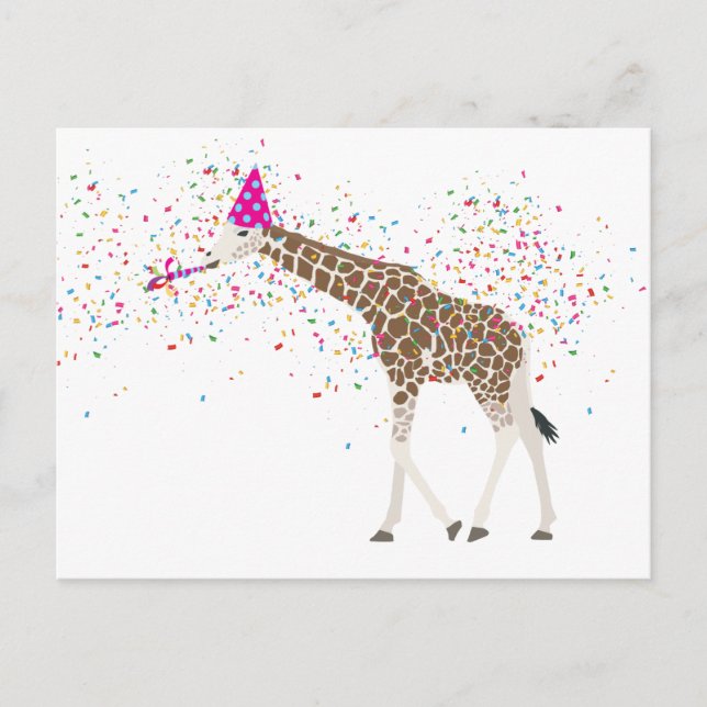Giraffe Partying Safari Animals Having a Party Holiday Postcard (Front)