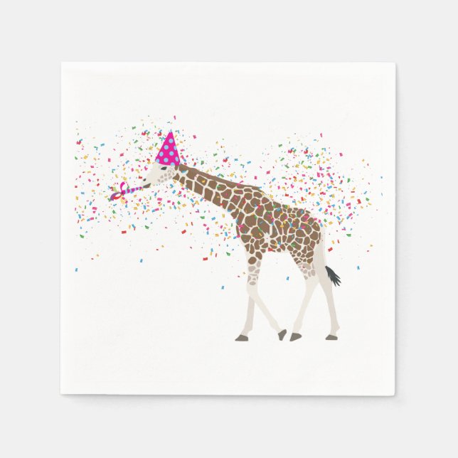 Giraffe Partying Safari Animals Having a Party  Napkin (Front)