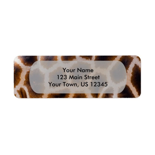 Giraffe Patches Spotted Skin Texture Template Return Address Label (Front)
