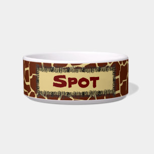 Giraffe Pattern Animal Print Personalised Pet Bowl