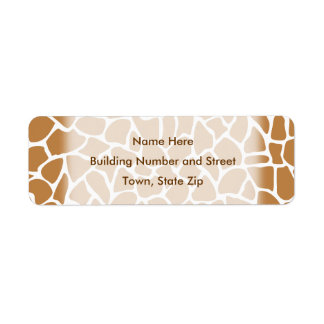 Giraffe Pattern Brown Animal Print Design. Return Address Label