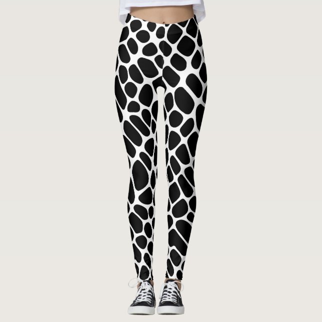 Giraffe Pattern in Black and white Leggings (Front)